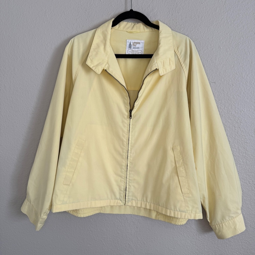 VTG London Fog Mens 46R Harrington Jacket Butter Yellow Preppy Academia Retro